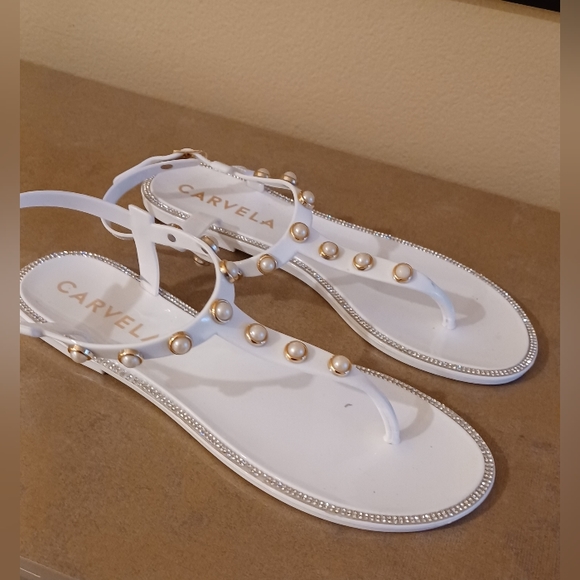Carvela Kurt Geiger Pearl Jeweled & Rhinestones Flip Flop Sandals Size EU 40 - Picture 6 of 14